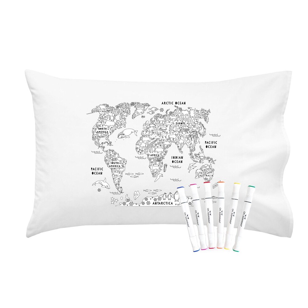 7720 World Map Color Me Coloring Standard Size Pillowcase 1 Pillow Cover 20